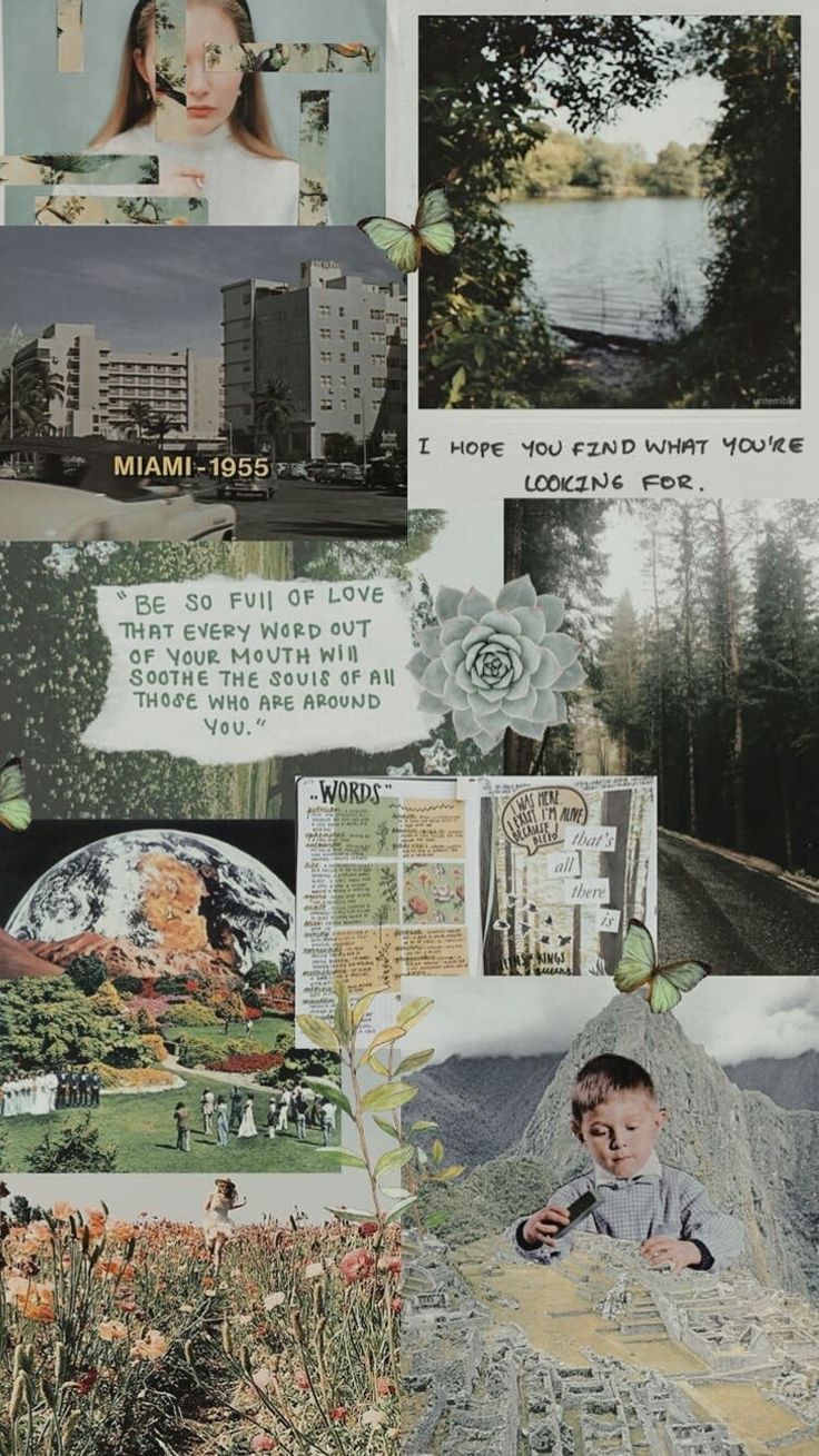 Collage, Salbeigrün, Natur, Zitate, Fotowand, HD, Sperrbildschirm fürs iPhone
