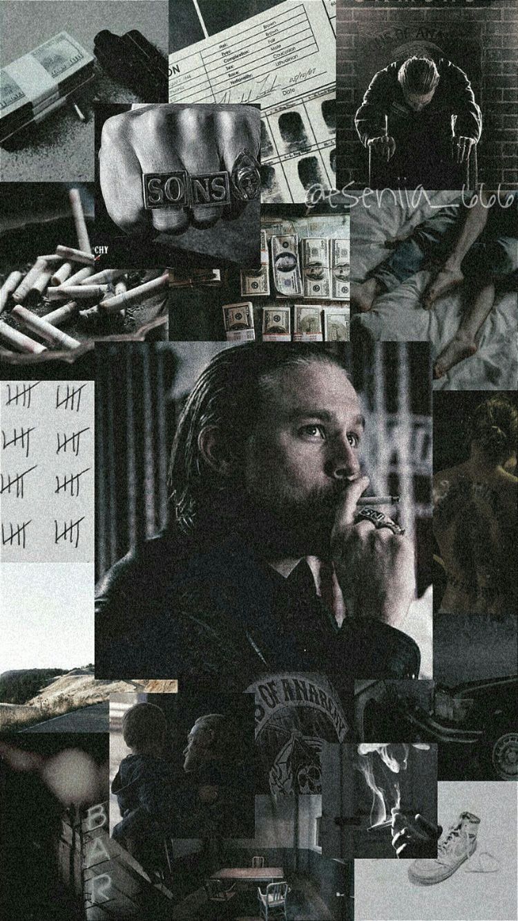 Sons of Anarchy, Collage, Totenkopf, Schwarz-Weiß, Biker, HD, iPhone-Hintergrundbild