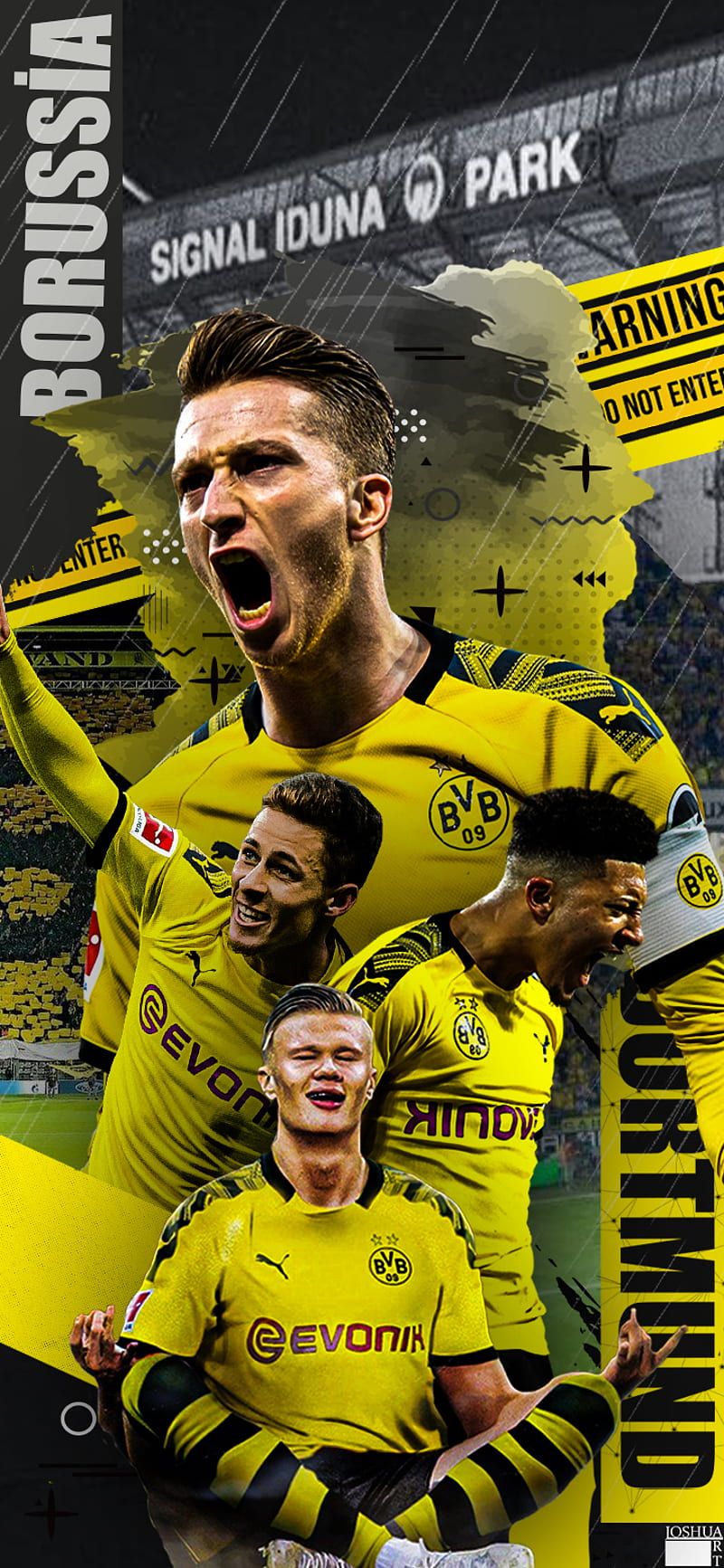 Borussia Dortmund, Signal Iduna Park, Spieler, Collage, Hochformat, Hintergrundbild fürs Handy