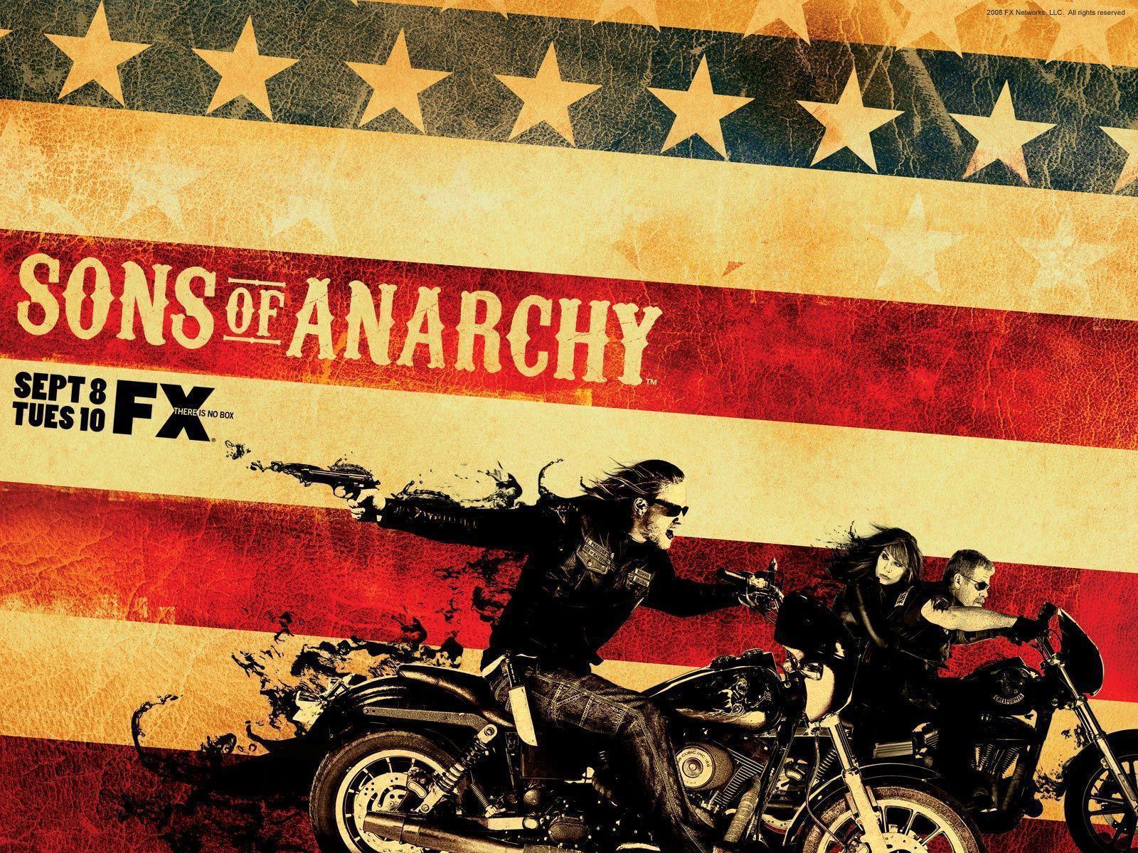 Sons of Anarchy, FX, Poster, US-Flagge, Motorräder, Jax Teller, Hintergrundbild fürs iPad