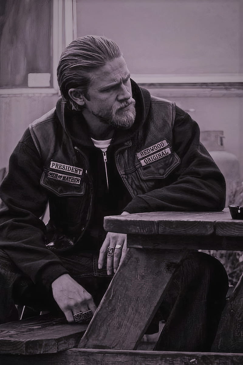 Jax Teller, Charlie Hunnam, Sons of Anarchy, Lederkutte, Sitzend, Hintergrundbild fürs Handy
