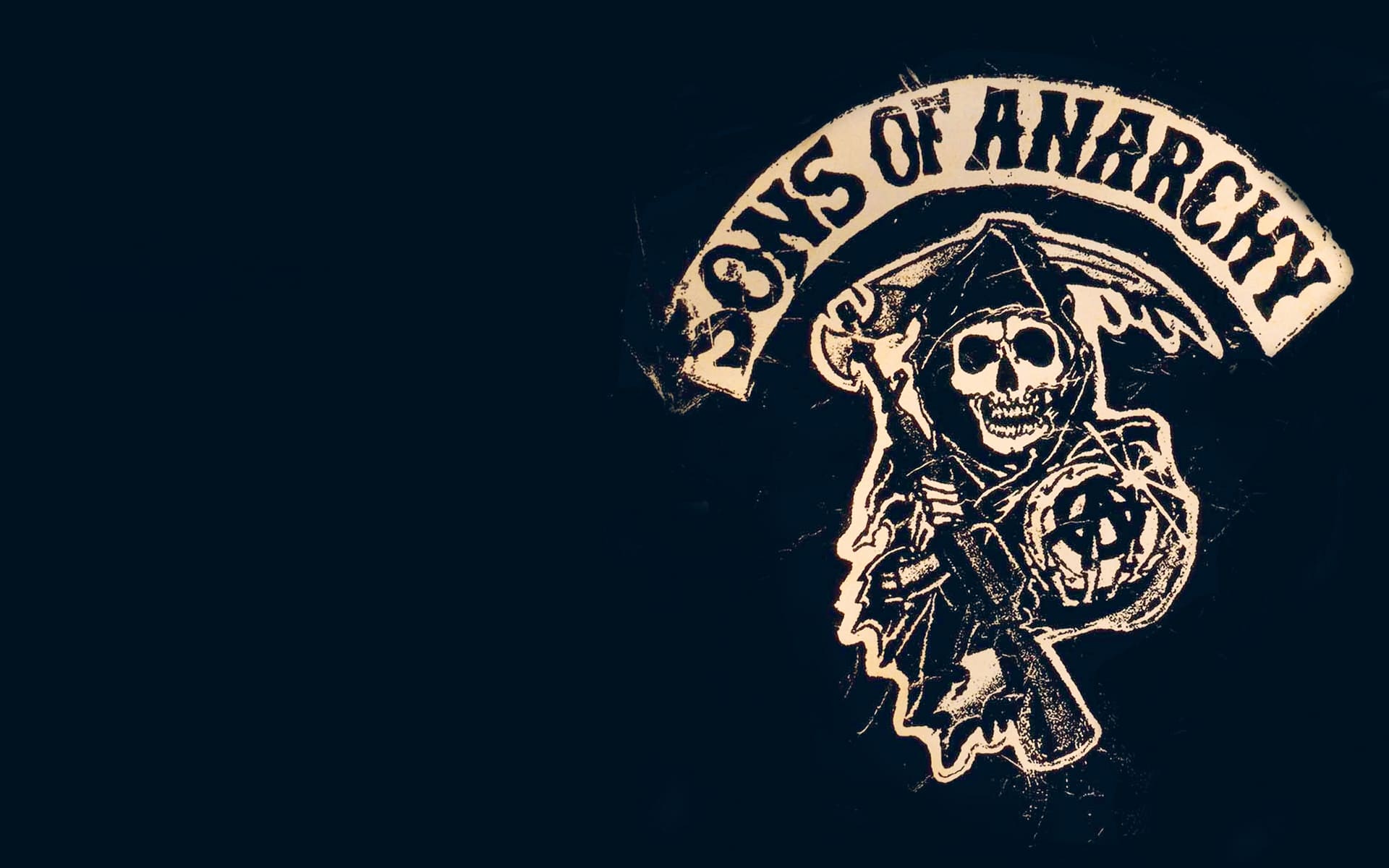 Sons of Anarchy, Reaper-Logo, Dunkelblau, Sensenmann, Emblem, Full HD, Breitbild-Hintergrundbild