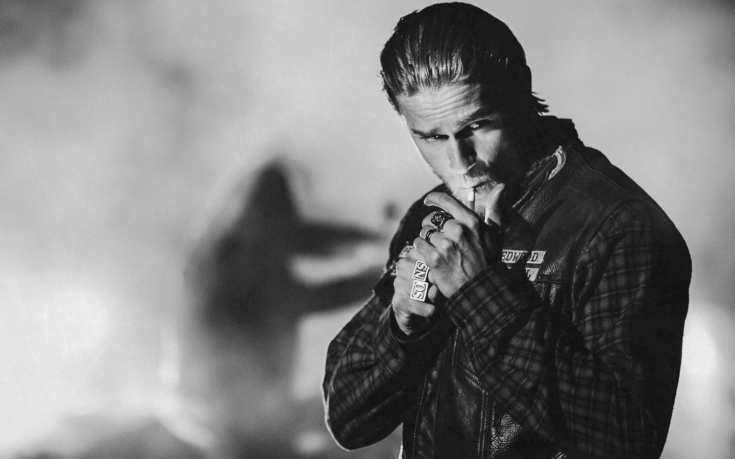 Jax Teller, Charlie Hunnam, Sons of Anarchy, Zigarette, Schwarz-Weiß, HD, Breitbild-Hintergrundbild
