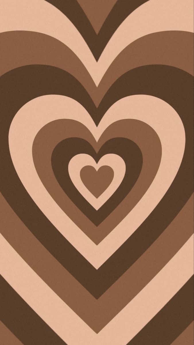Konzentrische Herzen, Brauntöne, Retro, Muster, Hintergrundbild für iPhone und Android