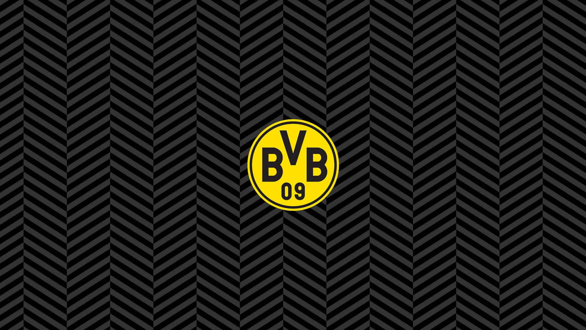 BVB-Logo, Borussia Dortmund, Fischgrätmuster, Schwarzer Hintergrund, Minimalistisch, 1080p Wallpaper
