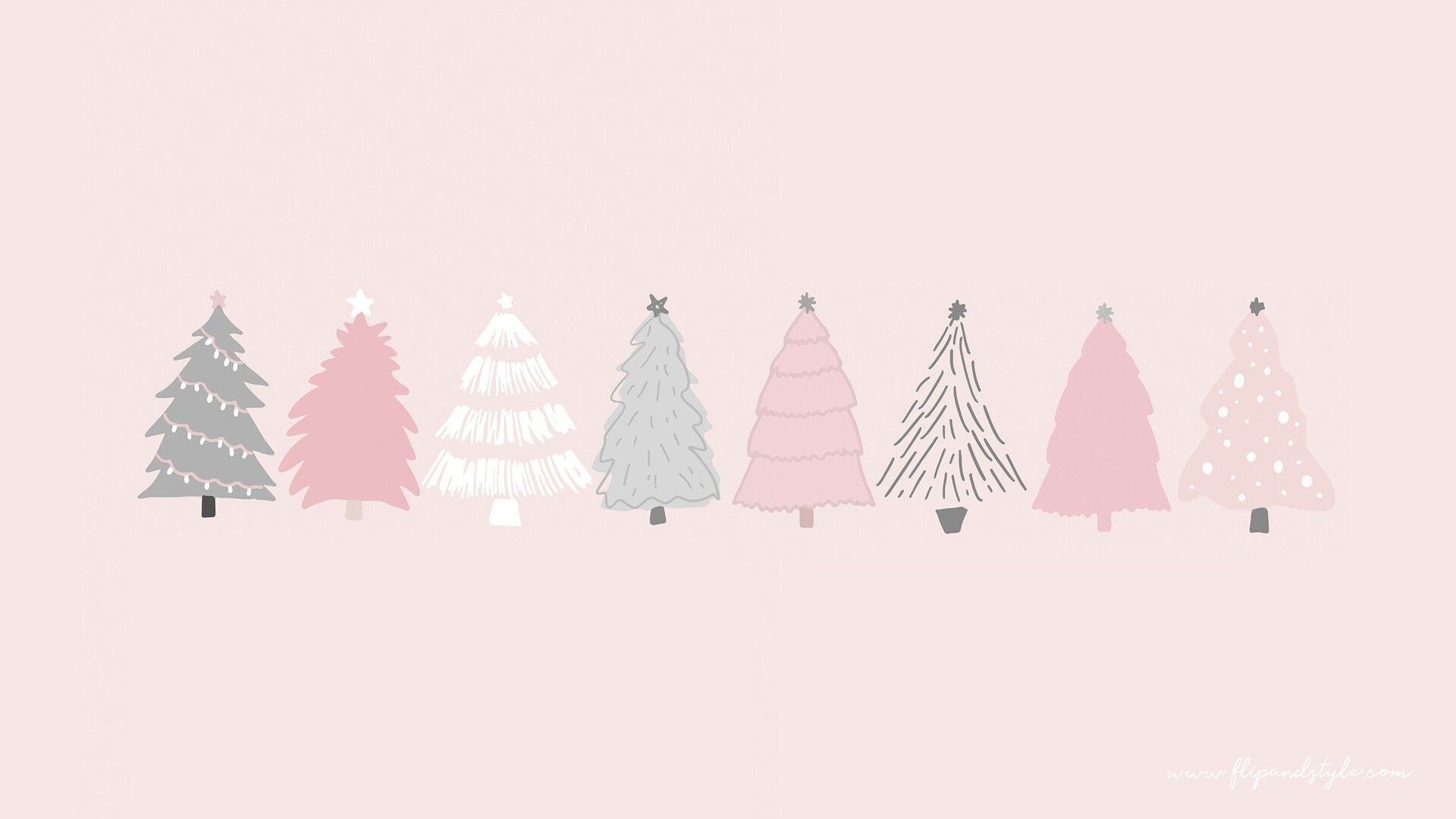 Tannenbäume, Pastell, Rosa, Minimalistisch, Illustration, 1920x1080, PC-Hintergrundbild