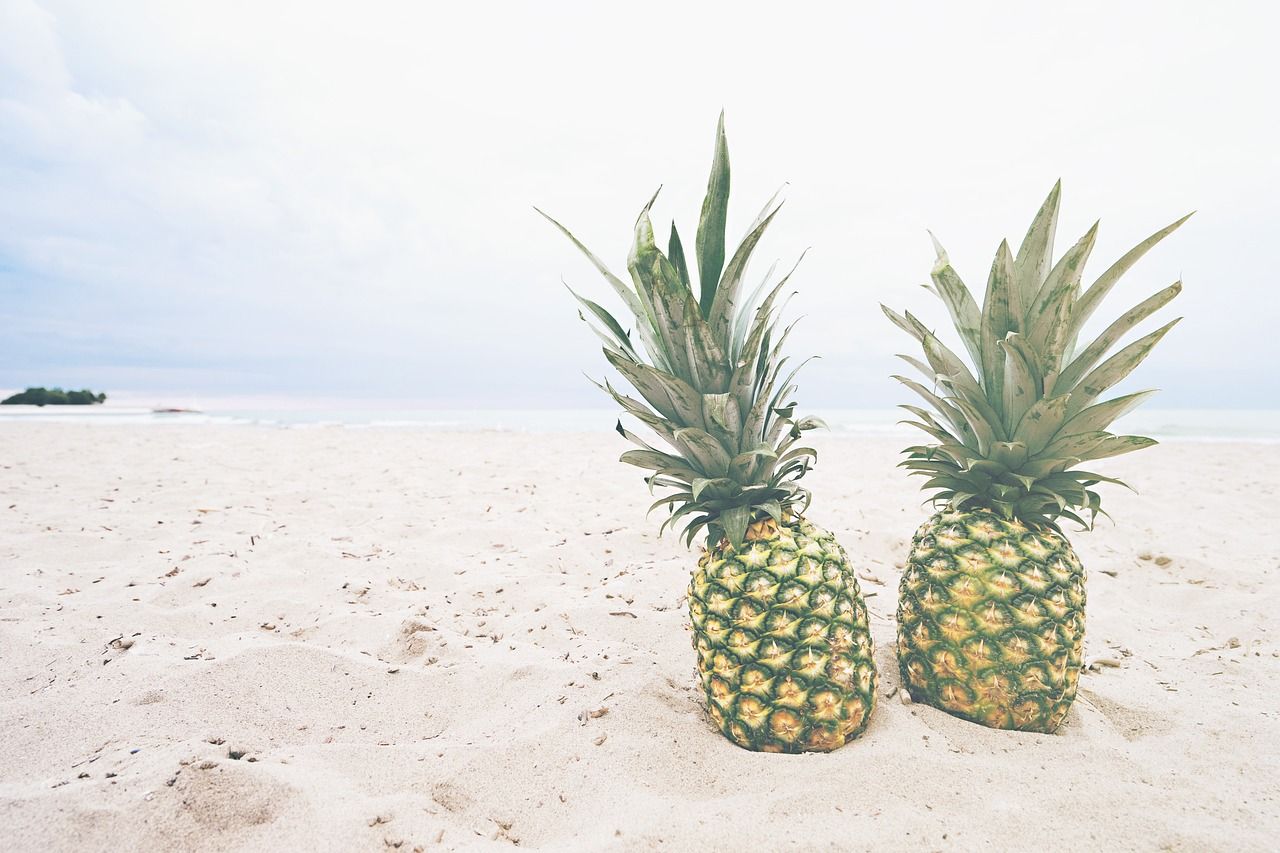 Ananas, Sandstrand, Sommer, Meer, Hell, HD, Hintergrundbild für den PC