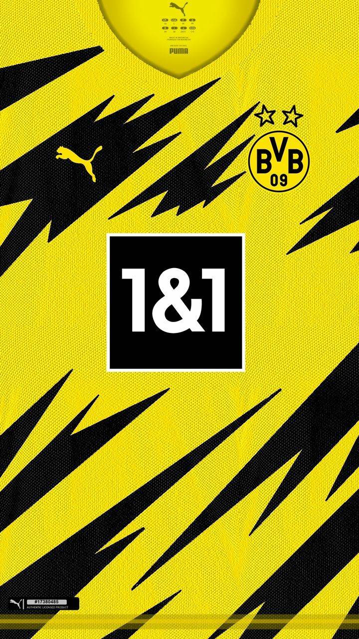 Borussia Dortmund, Trikot, 1&1, Puma, Gelbes Muster, HD, Hintergrundbild fürs Handy