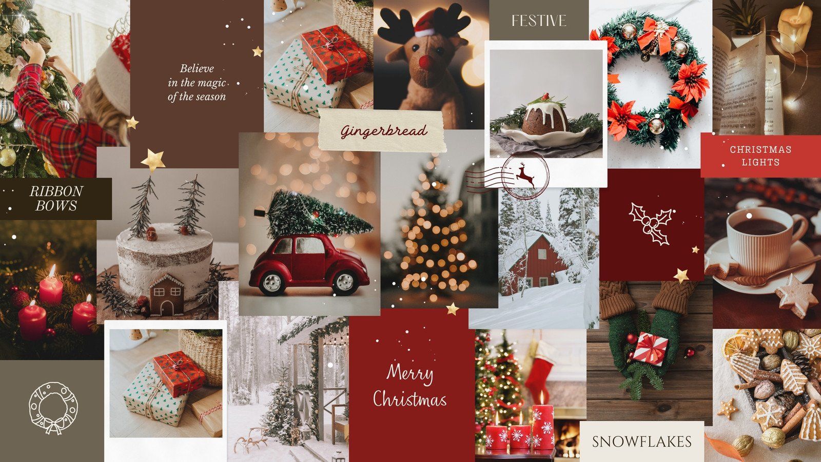 Collage, Merry Christmas, Kranz, Weihnachtsbaum, Gingerbread, HD, Windows-Hintergrundbild