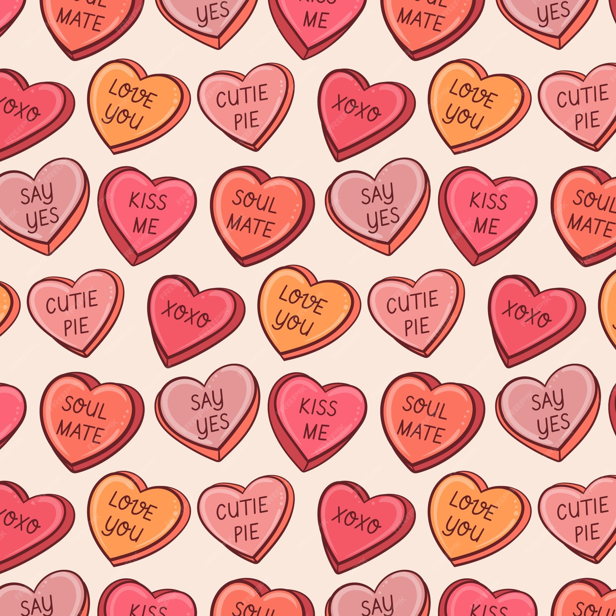 Zuckerherzen, Love You, Muster, Valentinstag, Full HD, iPad-Hintergrundbild