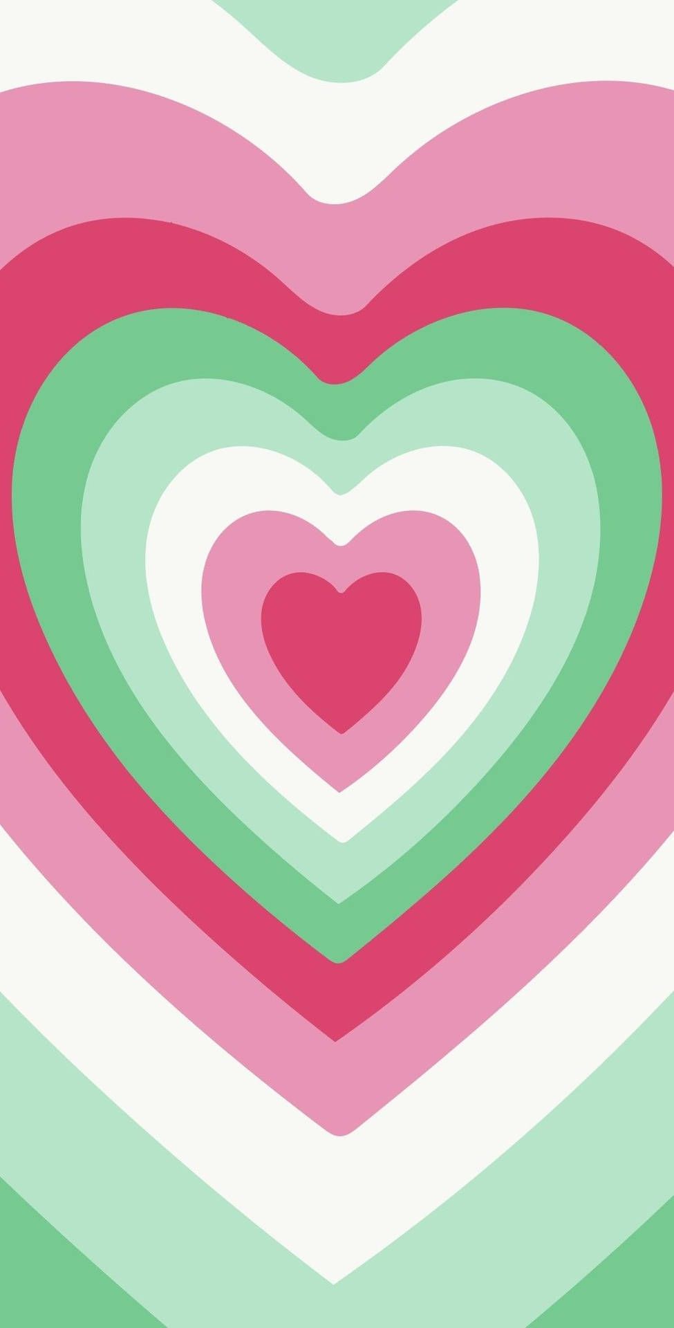 Konzentrische Herzen, Rosa und Grün, Pastell, Retro, HD, Handy-Hintergrund im Hochformat