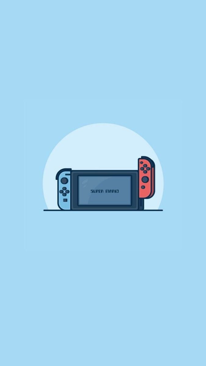 Nintendo Switch, Illustration, Hellblau, Minimalistisch, Hintergrundbild fürs Handy