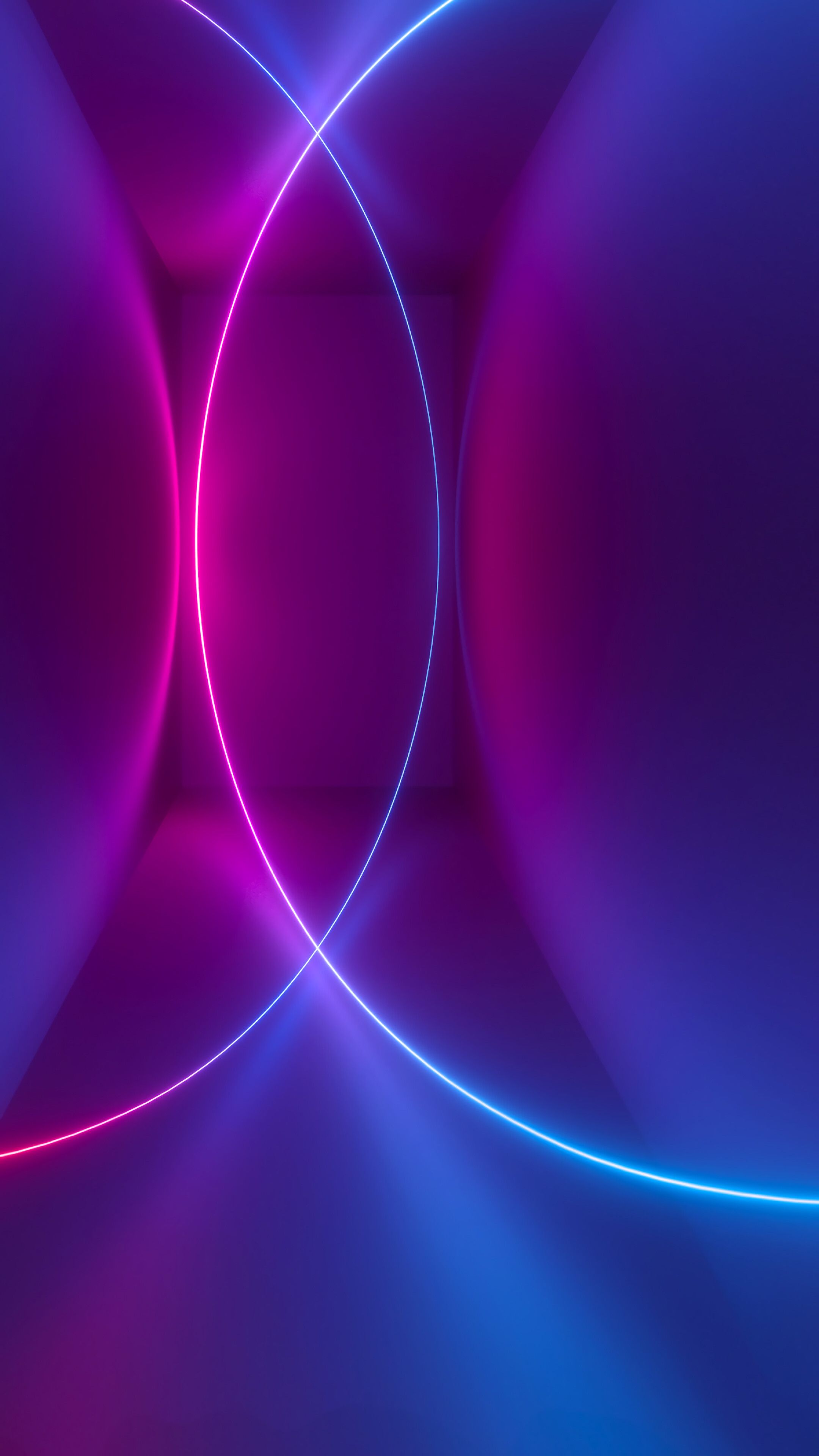 Kreisbögen, Linien, Lila, Blau, Minimalistisch, QHD+, Hintergrundbild fürs Handy