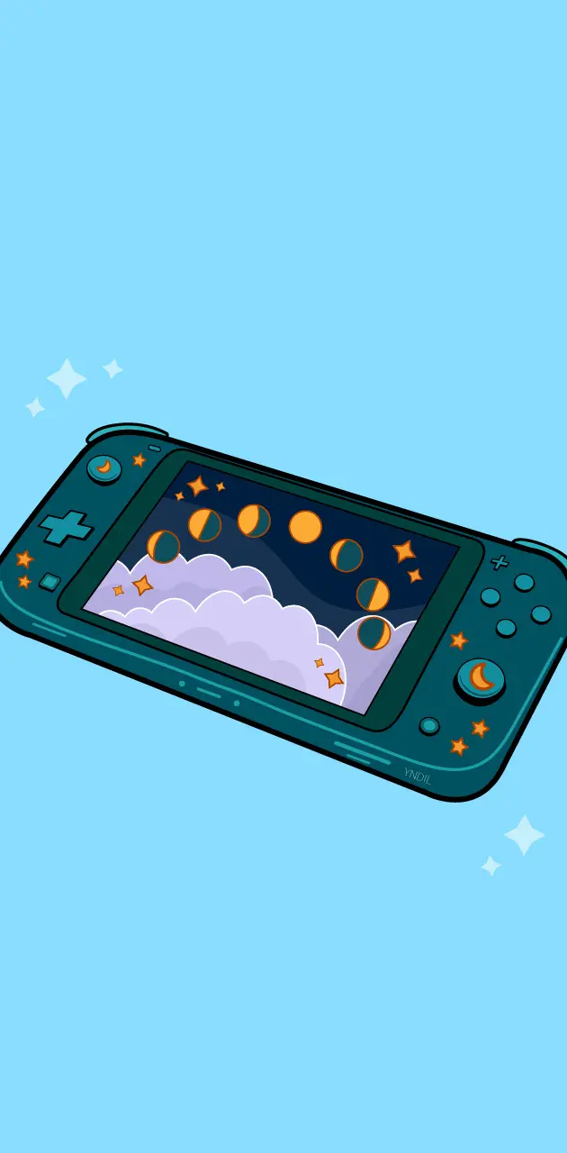 Nintendo Switch Lite, Illustration, Wolken, Hellblau, Hochformat, Hintergrundbild fürs Smartphone