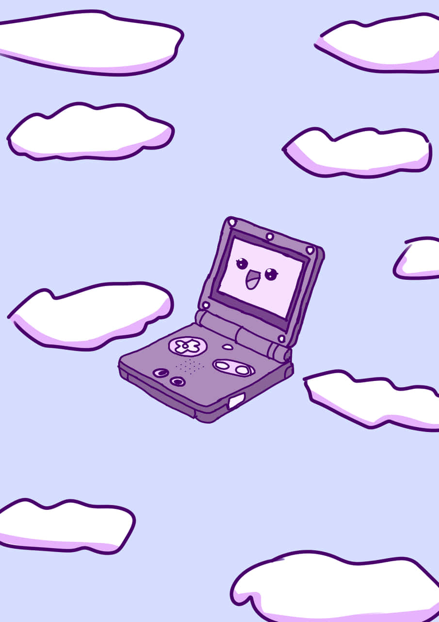 Game Boy Advance SP, Wolken, Lila, Illustration, Hintergrundbild für iPad und Tablet