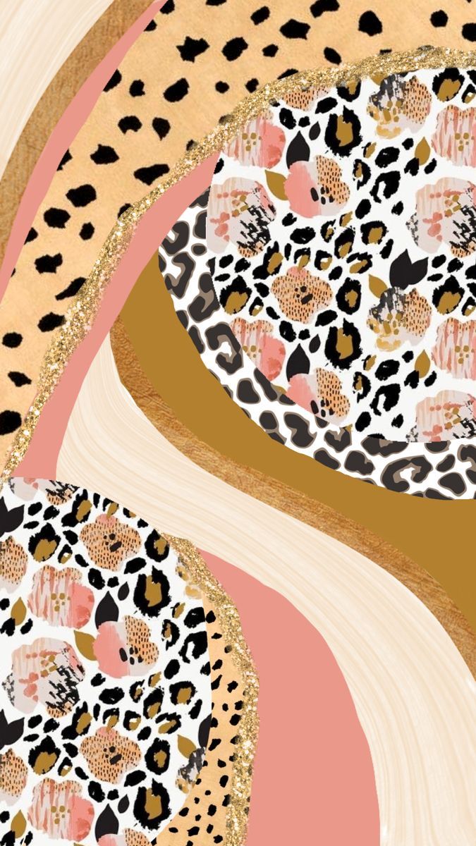 Leoprint, Abstrakte Wellen, Rosa, Gold, Boho, Hochformat, Hintergrundbild fürs Smartphone