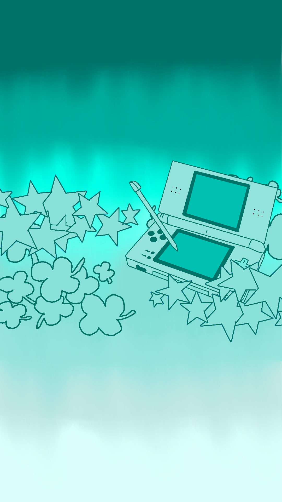 Nintendo DS, Sterne, Türkis, Line Art, Hochformat, Hintergrundbild fürs Smartphone