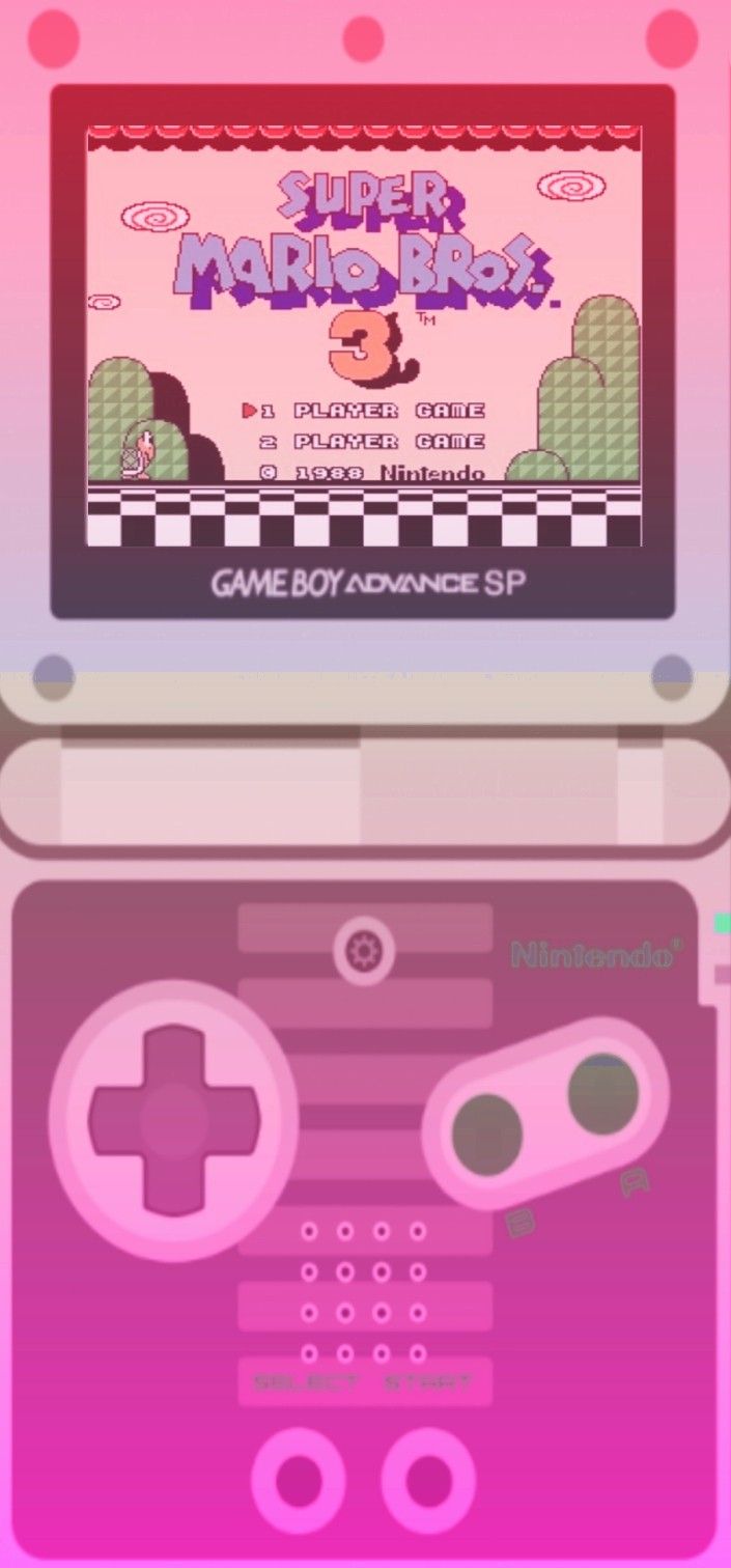 Game Boy Advance SP, Super Mario Bros. 3, Rosa, Pink, Hintergrundbild für iPhone und Android