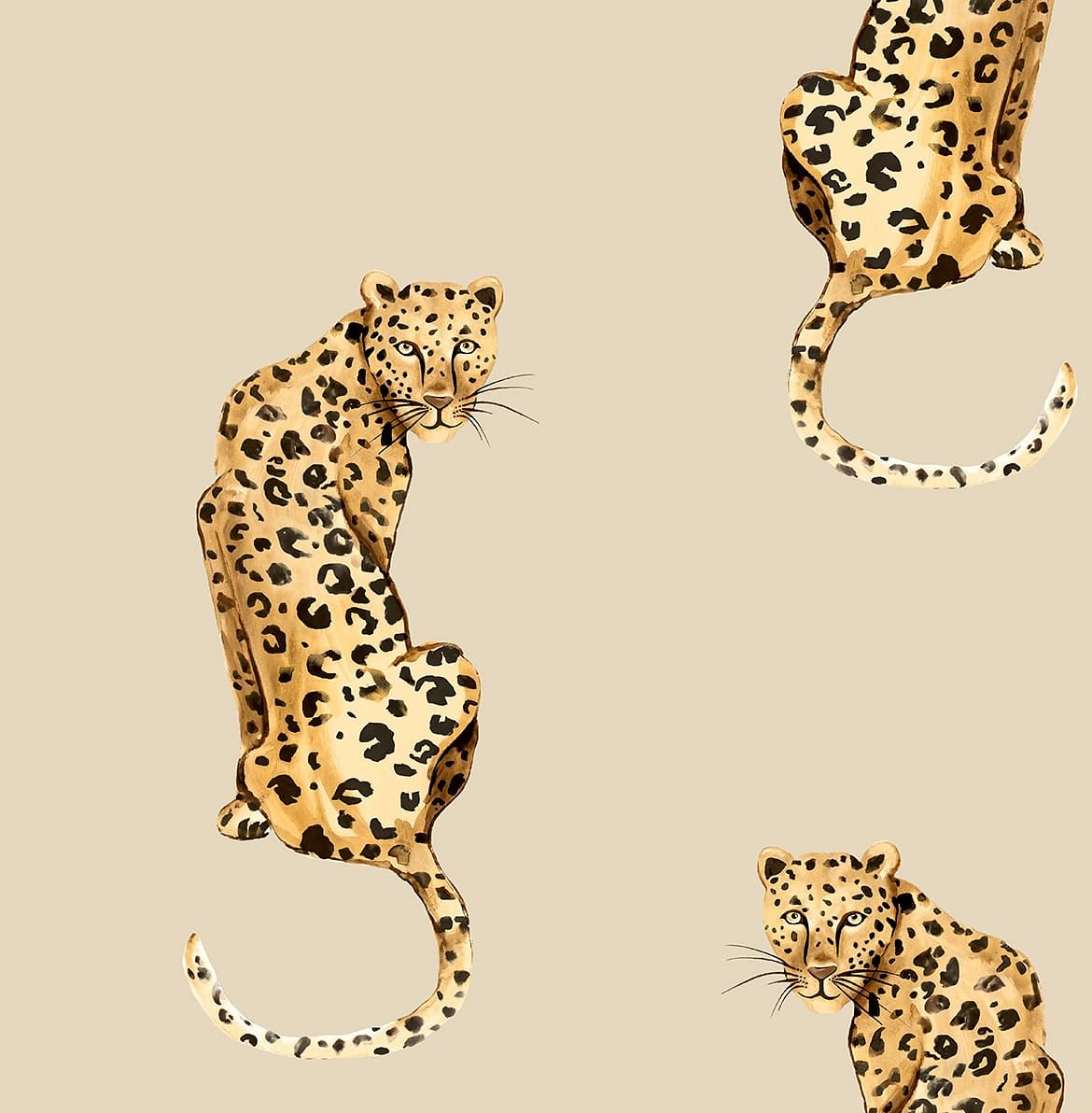 Leoparden, Beige Hintergrund, Illustration, Raubkatzen, Elegant, Wallpaper
