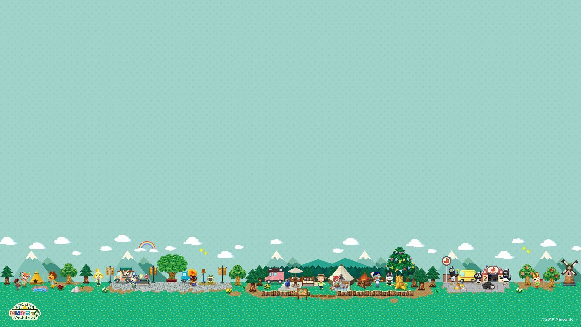 Animal Crossing, Dorf, Panorama, Mintgrün, 1920x1080, Full-HD-Hintergrundbild für PC