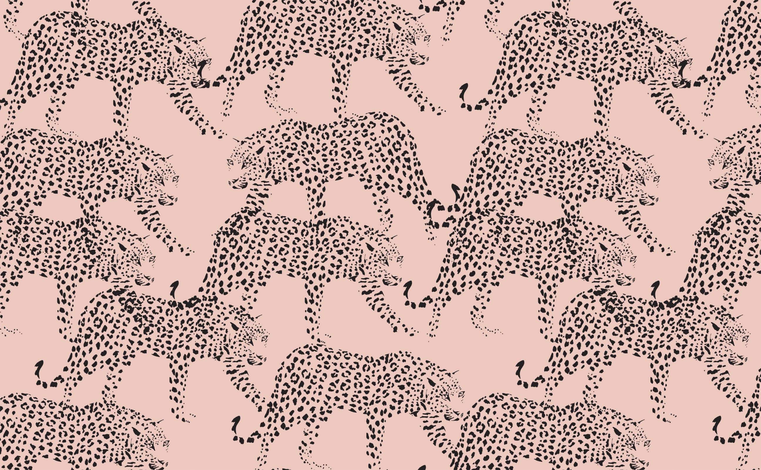 Leoparden, Rosa Hintergrund, Musterwiederholung, Laufende Raubkatzen, Illustration, 2K Wallpaper