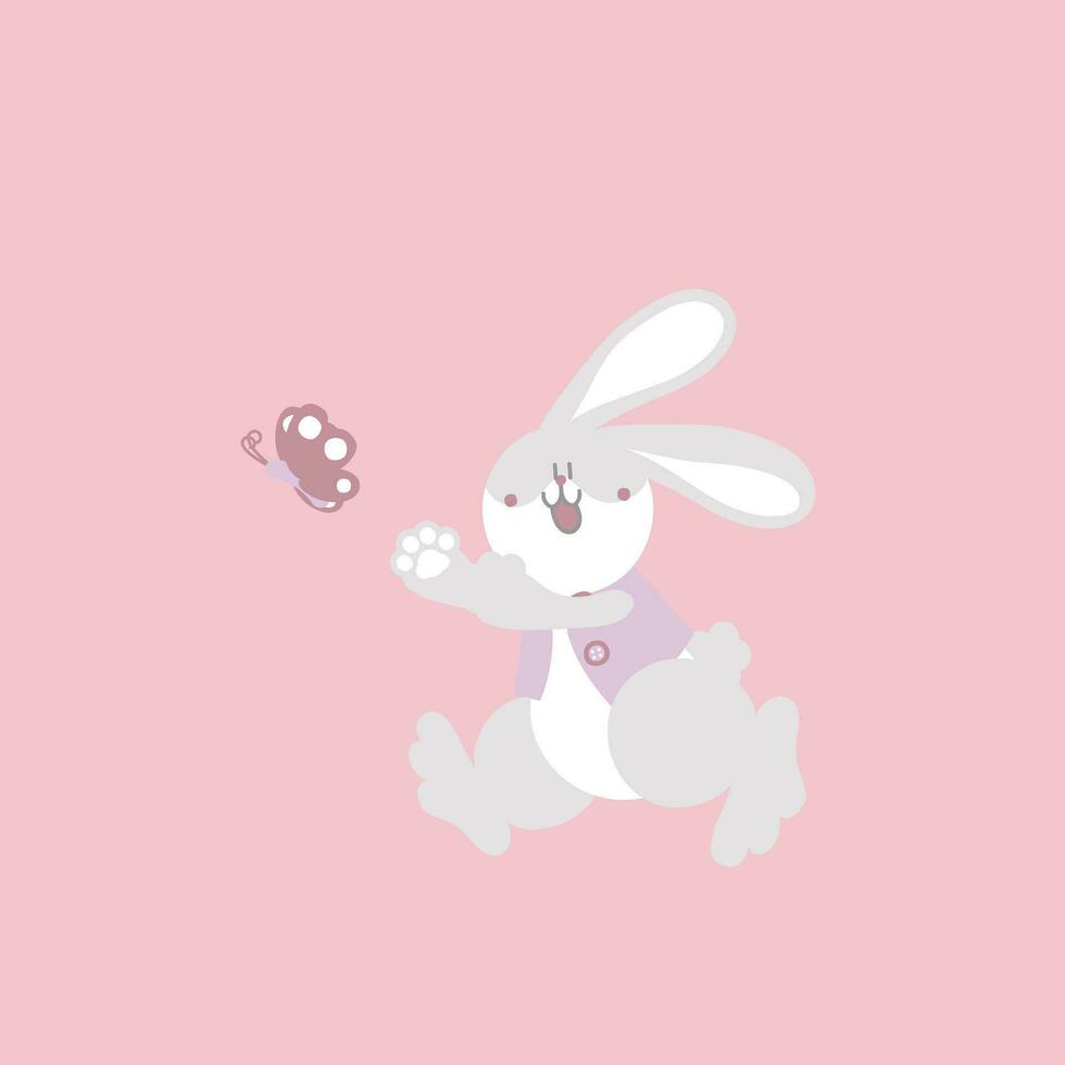 Osterhase, Schmetterling, Illustration, Rosa Hintergrund, Minimalistisch, Wallpaper