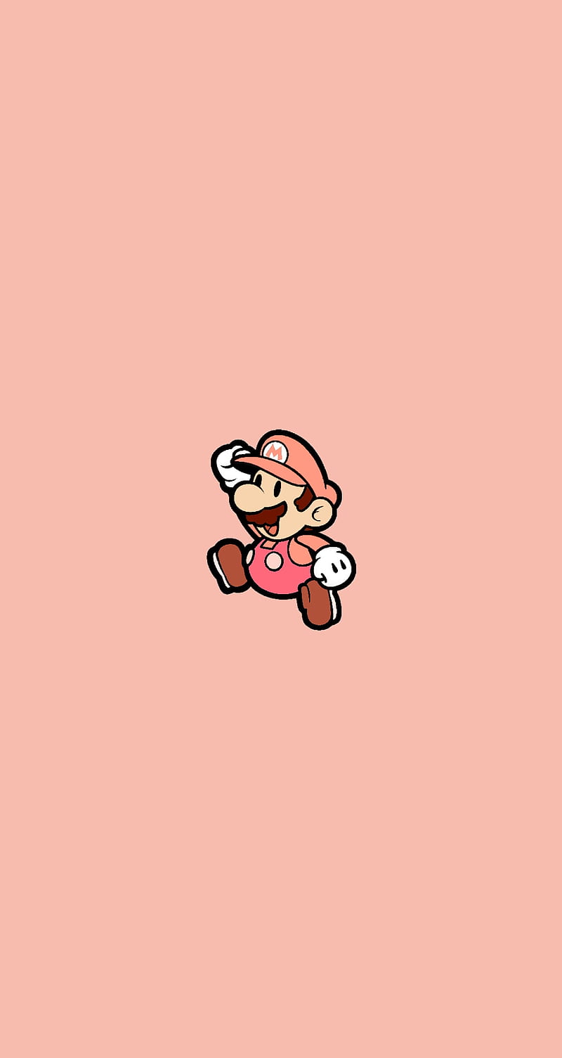 Mario, Super Mario, Pixel Art, Lachsrosa, Minimalistisch, Sperrbildschirm fürs iPhone