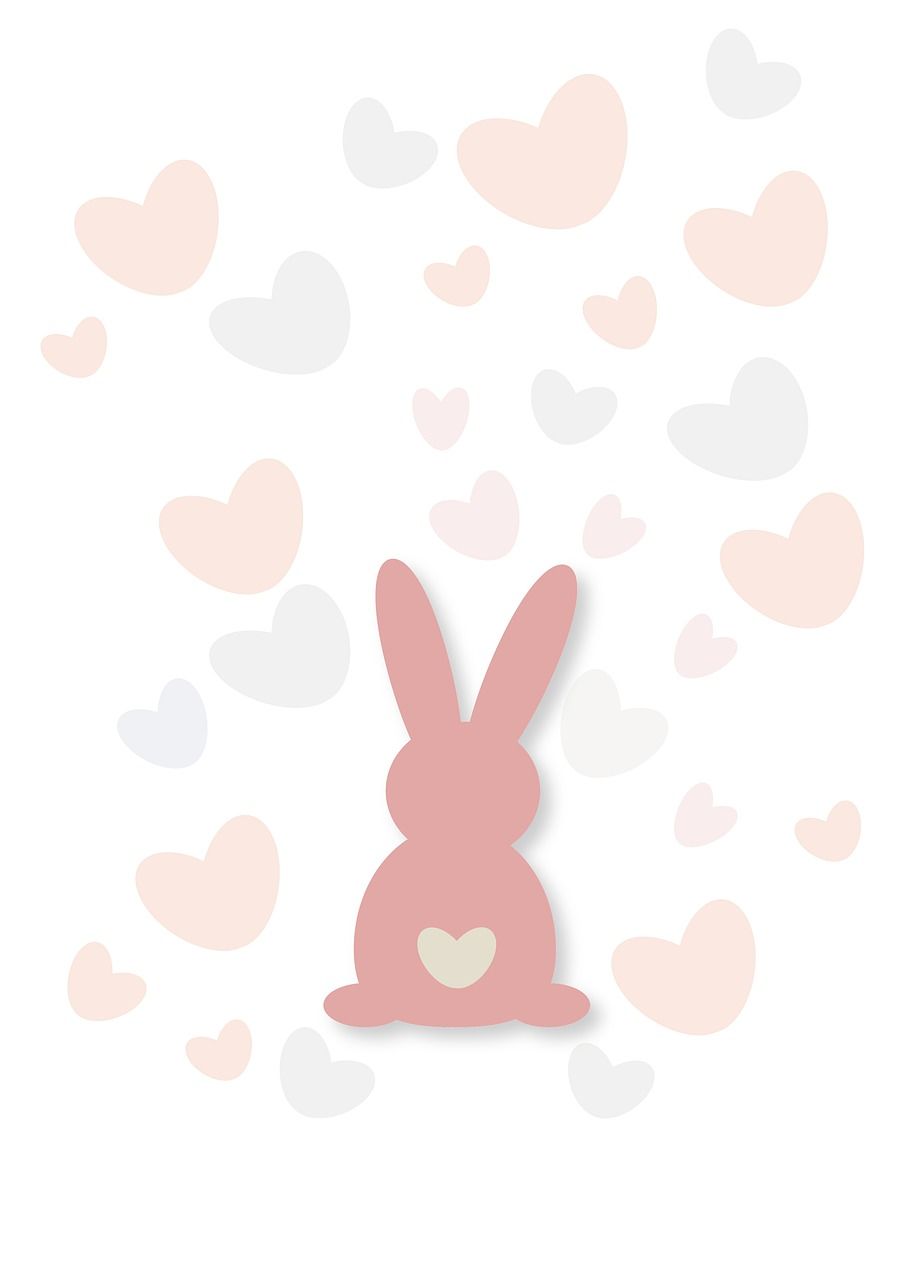 Hasen-Silhouette, Herzen, Rosa, Minimalistisch, HD, Hintergrundbild fürs Tablet