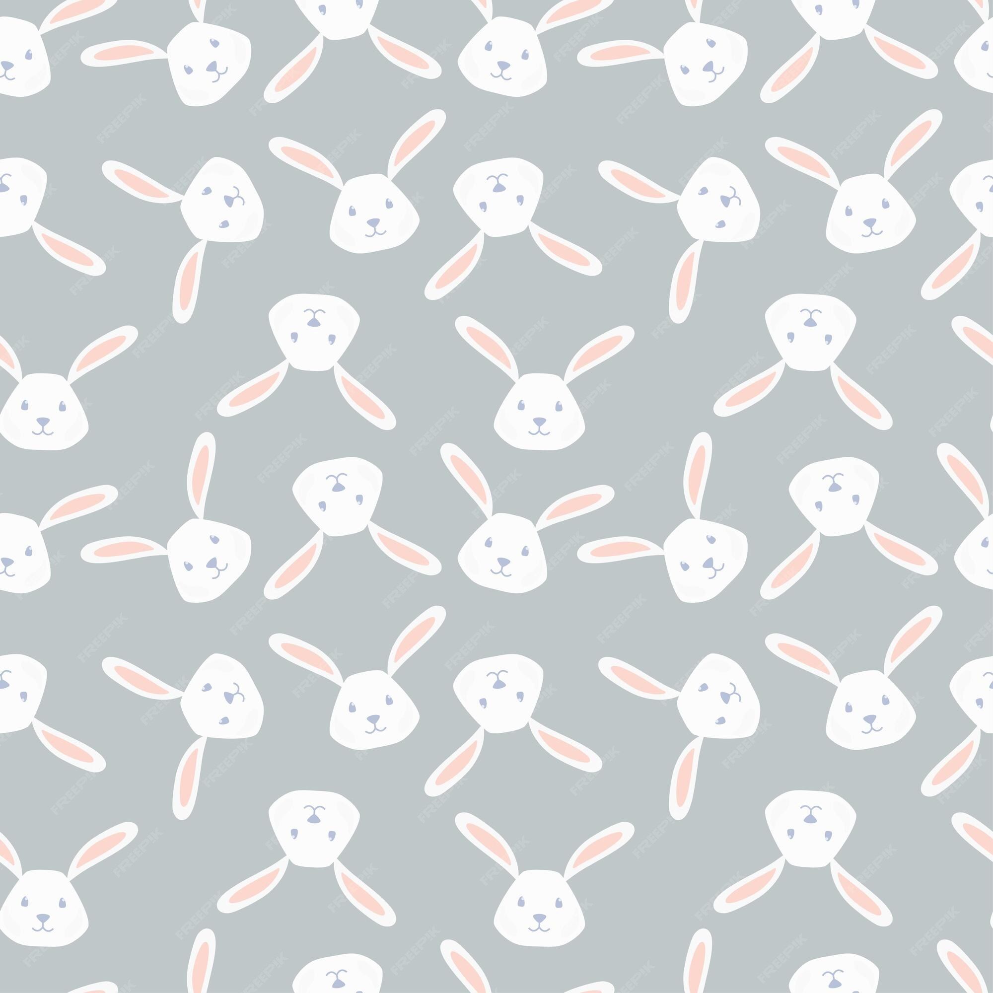 Hasengesichter, Muster, Grau, Illustration, Full HD, Hintergrundbild fürs Tablet