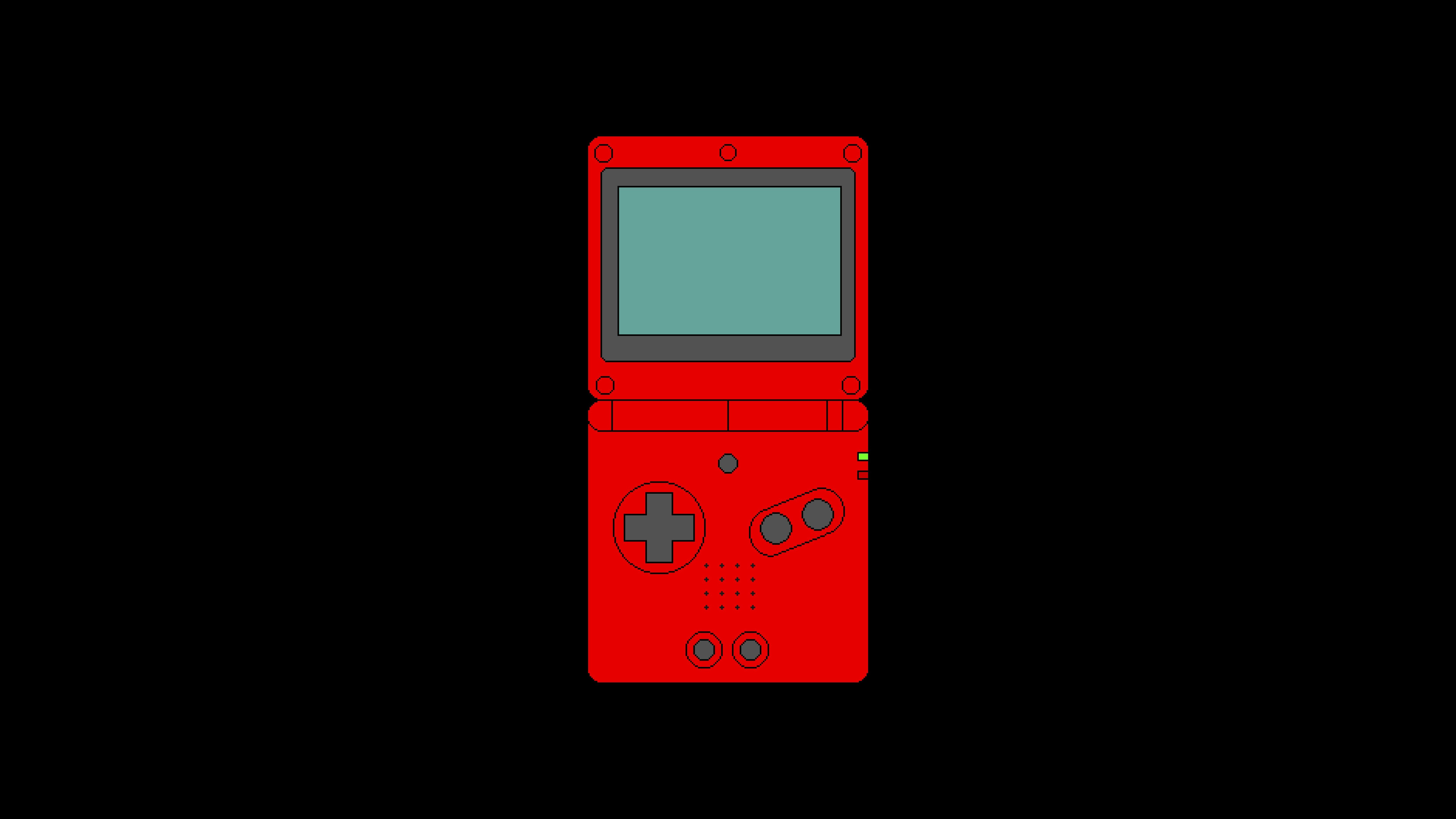Game Boy Advance SP, Rot, Schwarzer Hintergrund, Minimalistisch, 4K Wallpaper