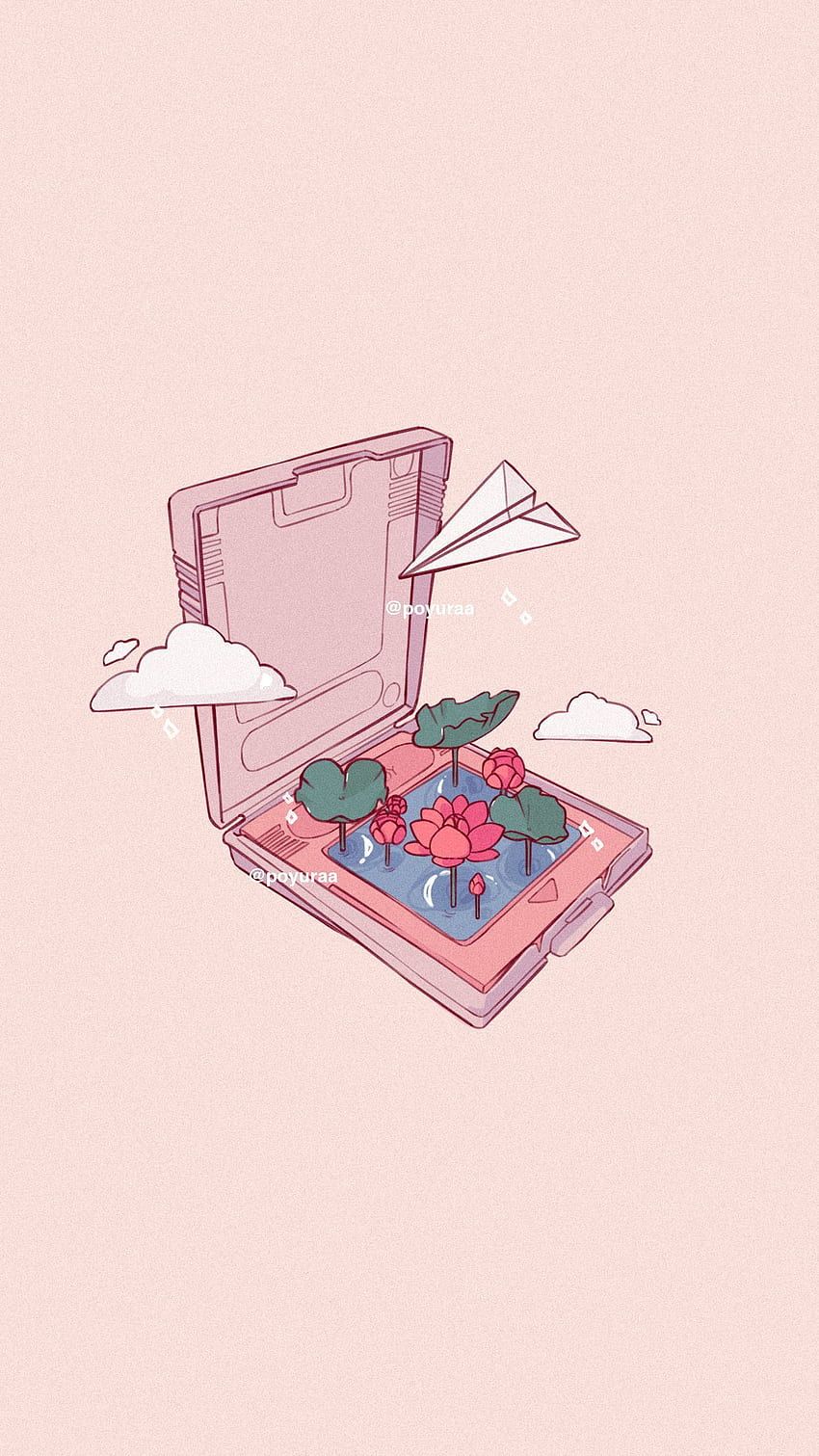 Spielmodul-Hülle, Papierflieger, Wolken, Rosa, Minimalistisch, Android-Hintergrundbild