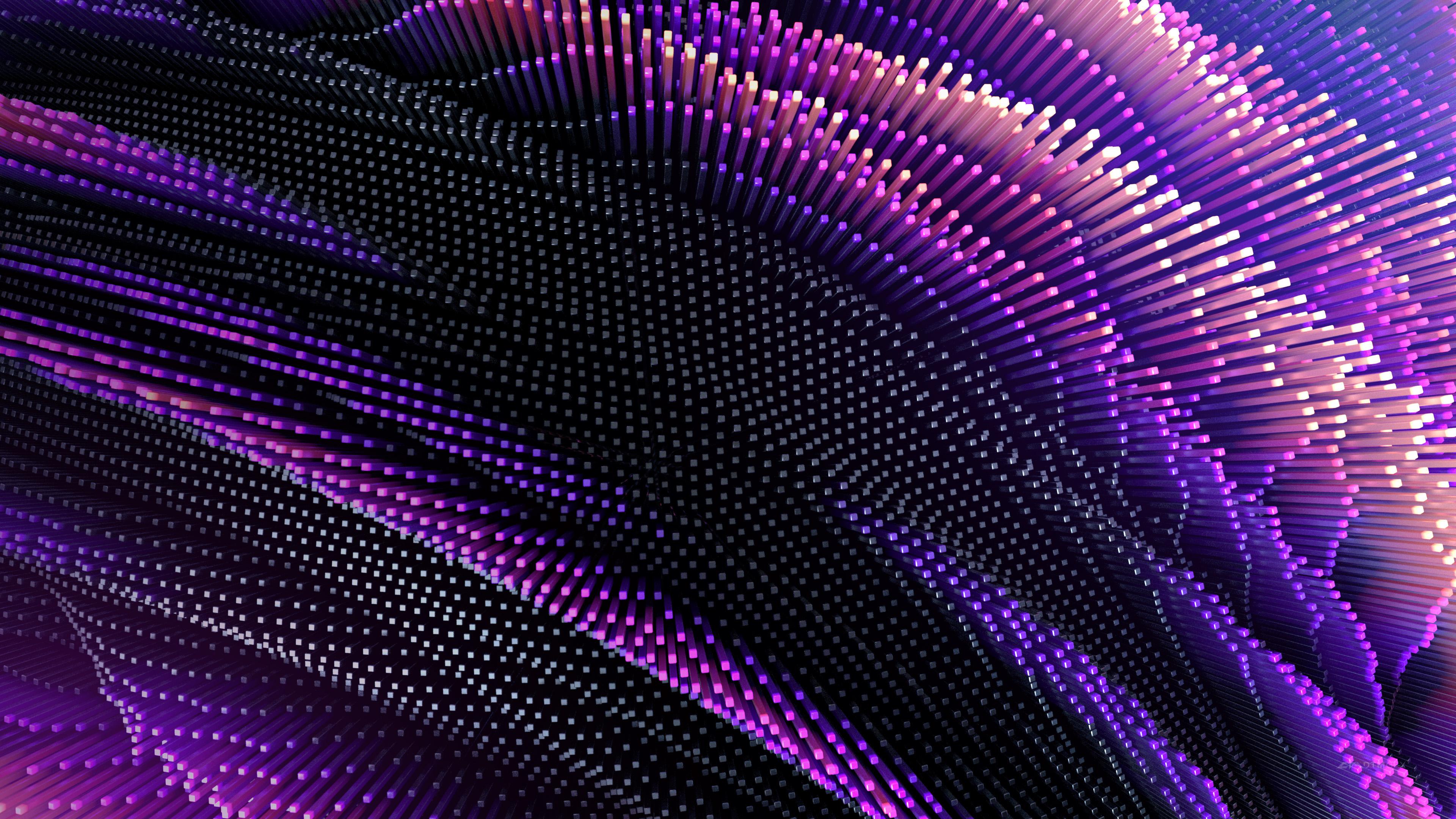 Partikelwellen, Lila, Punkte, Abstrakt, Dunkel, 4K 2160p, Desktop-Hintergrundbild