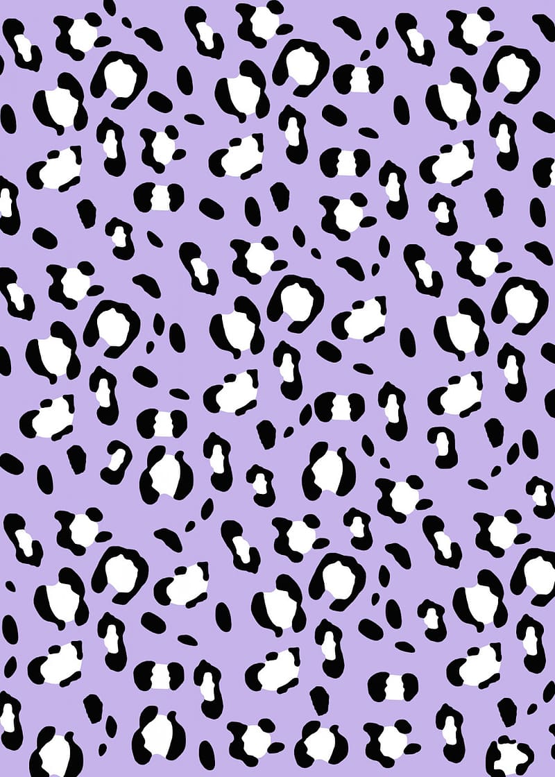 Leopardenmuster, Lila Hintergrund, Schwarz-Weiß, Flecken, Animal Print, HD Wallpaper