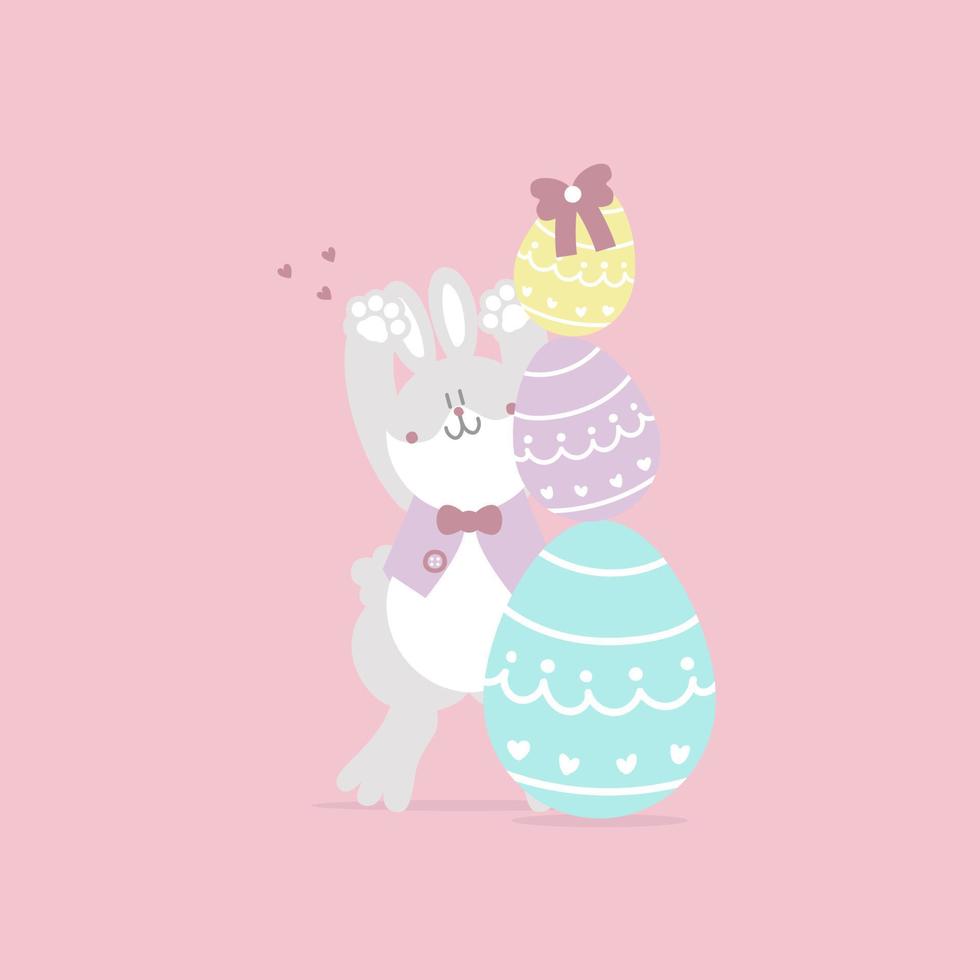 Osterhase, Osterei, Illustration, Rosa Hintergrund, Wallpaper