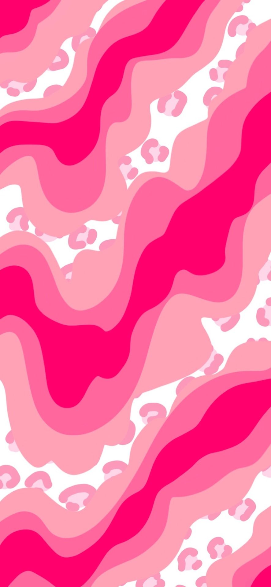 Pinke Wellen, Leoprint, Abstrakt, Pink-Weiß, Grafisch, HD, Sperrbildschirm fürs iPhone