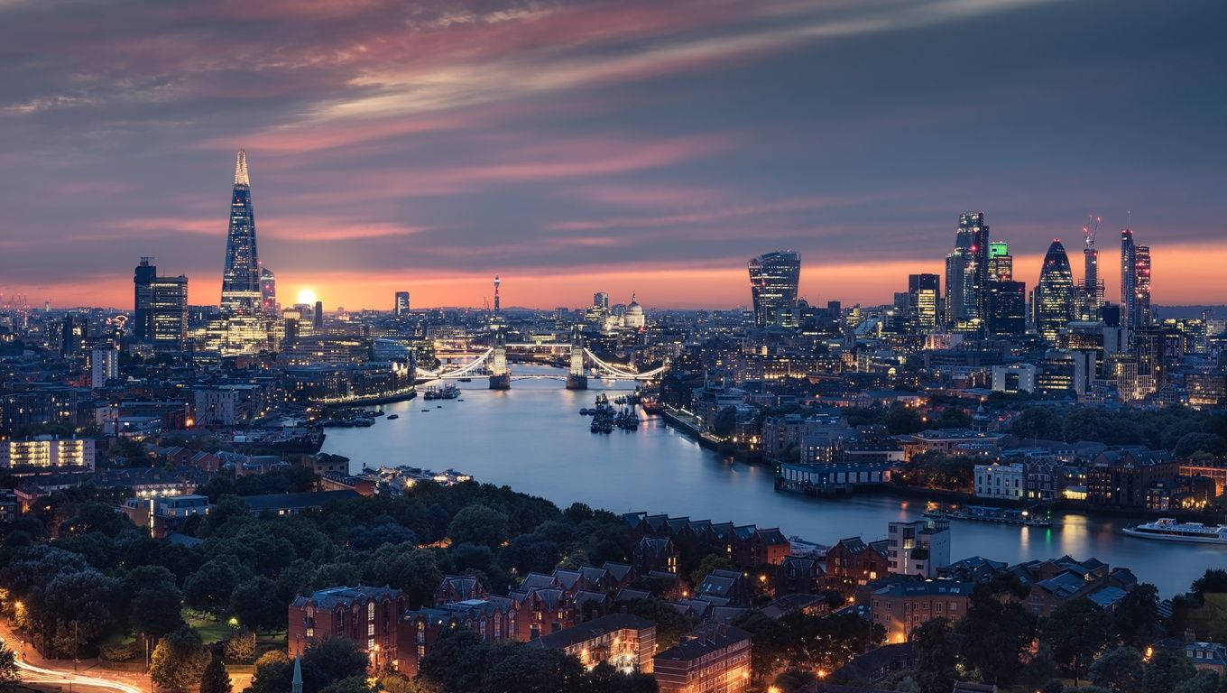 London, The Shard, Themse, Skyline, Dämmerung, HD, Hintergrundbild für den PC