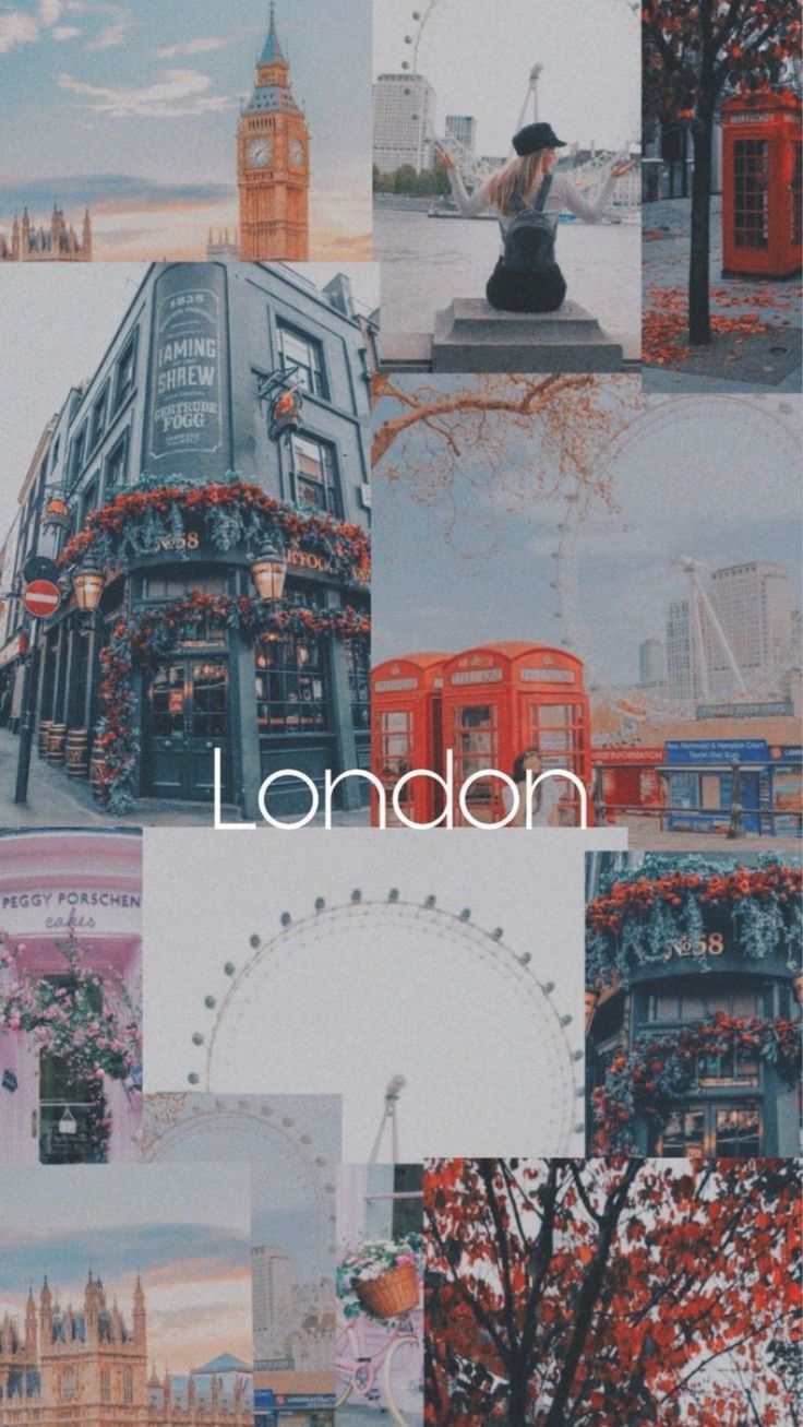 London, Collage, Pastellfarben, Ästhetik, HD, Sperrbildschirm fürs iPhone