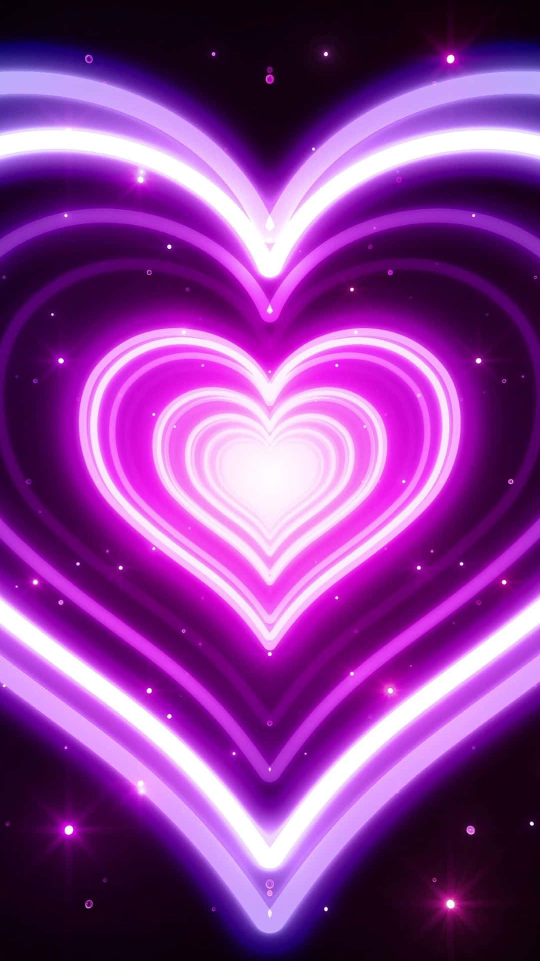 Neon-Herz, Leuchtende Herzen, Lila, Glühen, Hintergrundbild für iPhone und Android