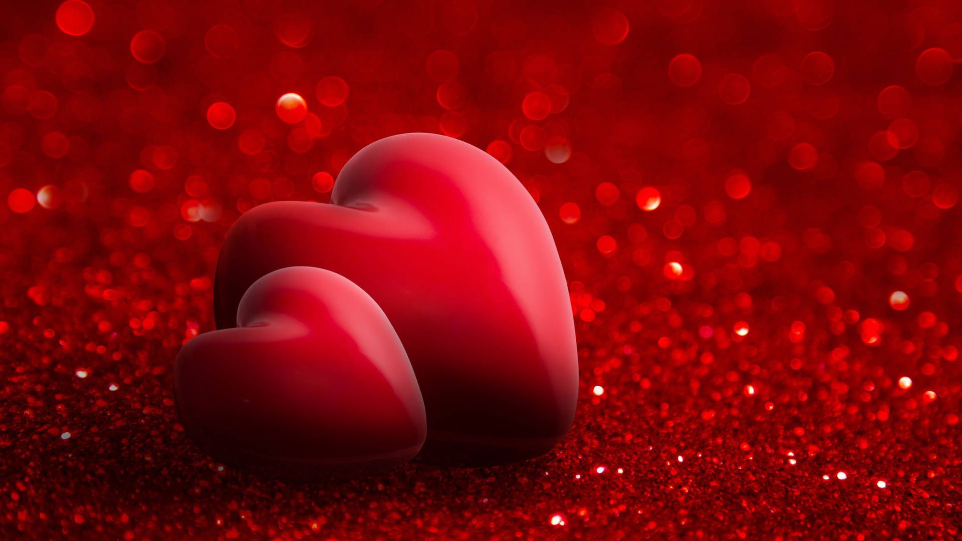 Zwei rote Herzen, Glitzer, Rot, Valentinstag, Full HD 1080p, Desktop-Hintergrundbild
