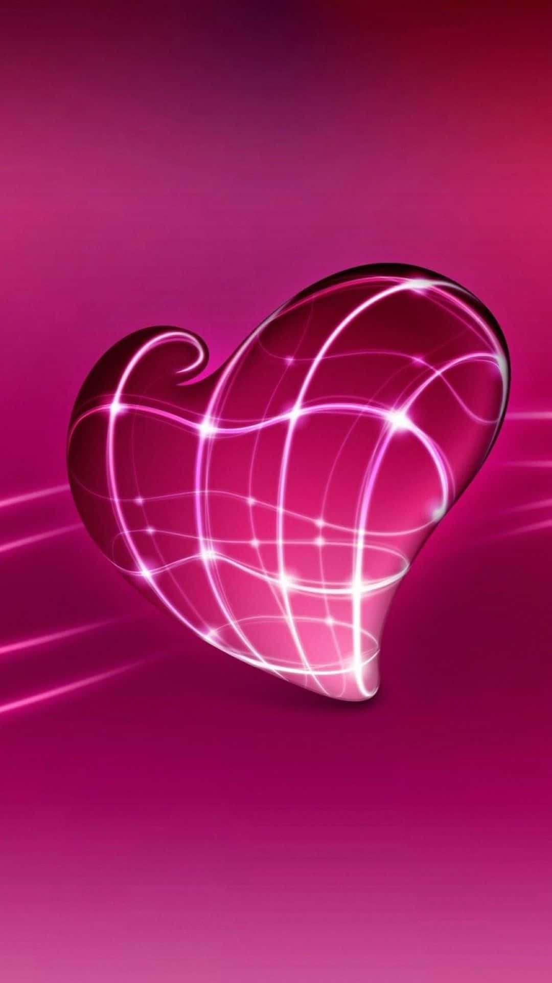 Glasherz, Pink, Lichteffekte, Full HD, Handy-Hintergrund im Hochformat
