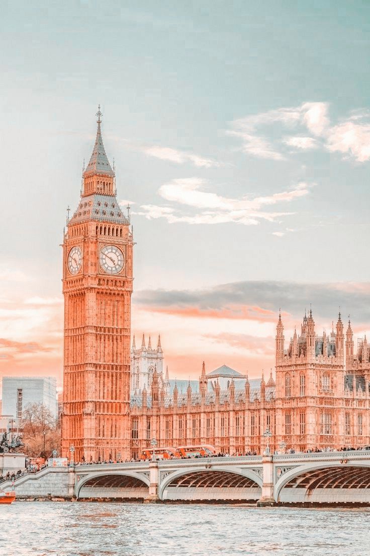 Big Ben, Palace of Westminster, London, Pastell, Orange, HD, Handy-Hintergrundbild