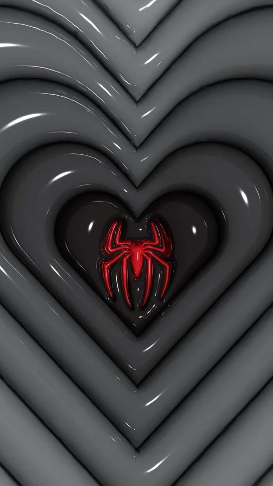 Spider-Man, Spinnenlogo, Graue Herzen, Relief, Full HD, Hintergrundbild fürs Handy