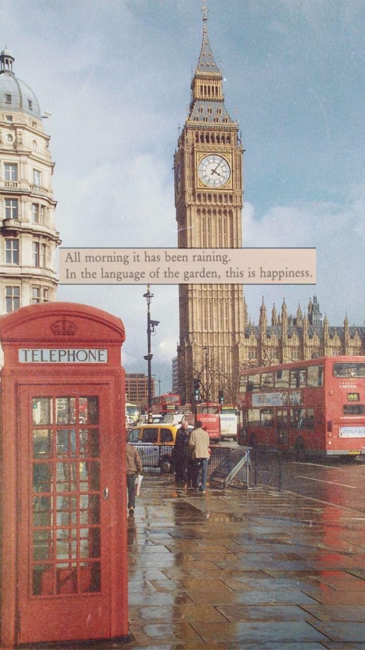 Big Ben, London, Rote Telefonzelle, Regen, Straße, Hochformat, Hintergrundbild fürs Smartphone