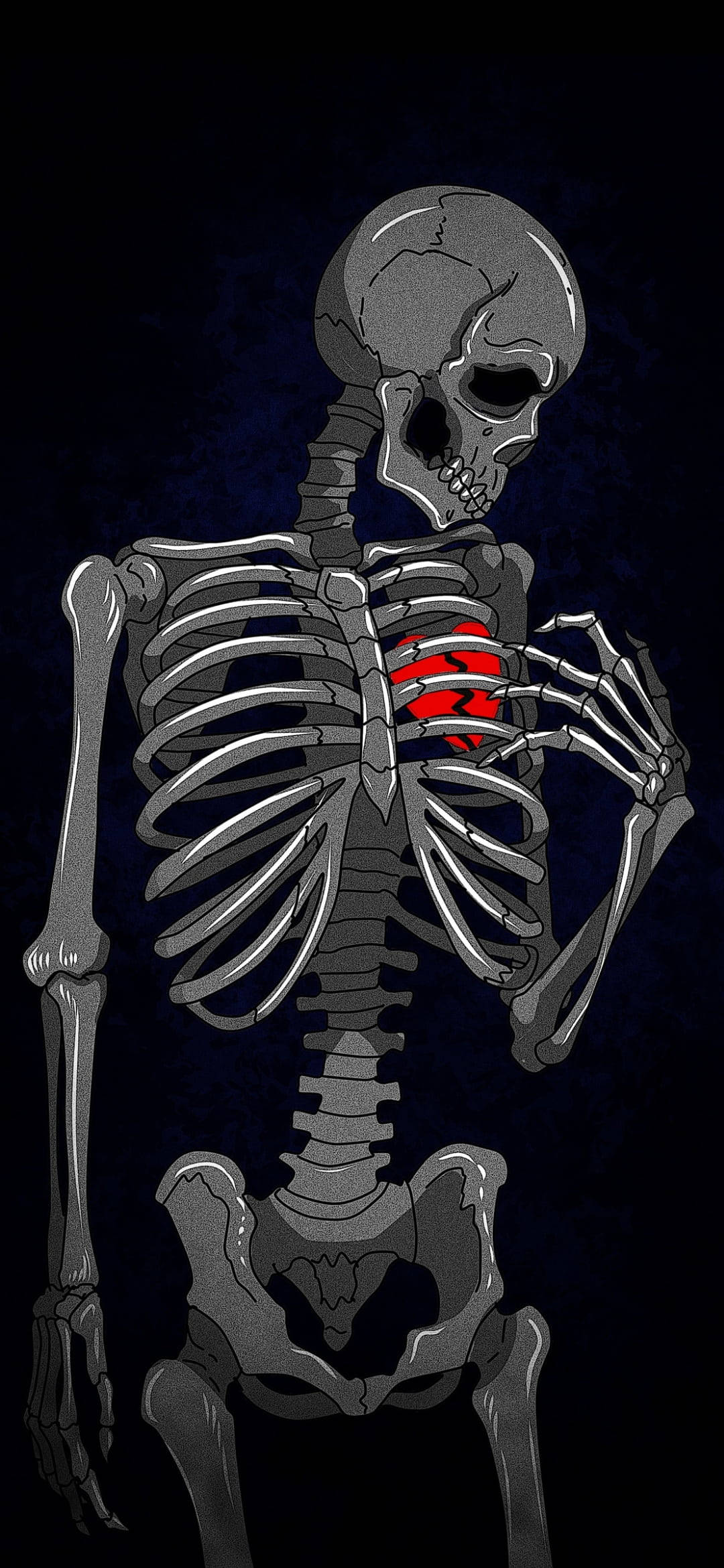 Skelett, Rotes Herz, Schwarzer Hintergrund, Gothic, Full HD, Sperrbildschirm fürs iPhone