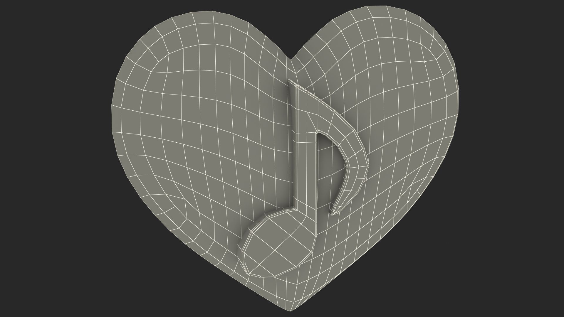 3D-Modell, Musiknote, Herz, Drahtgitter, Full HD, Desktop-Hintergrund für Windows