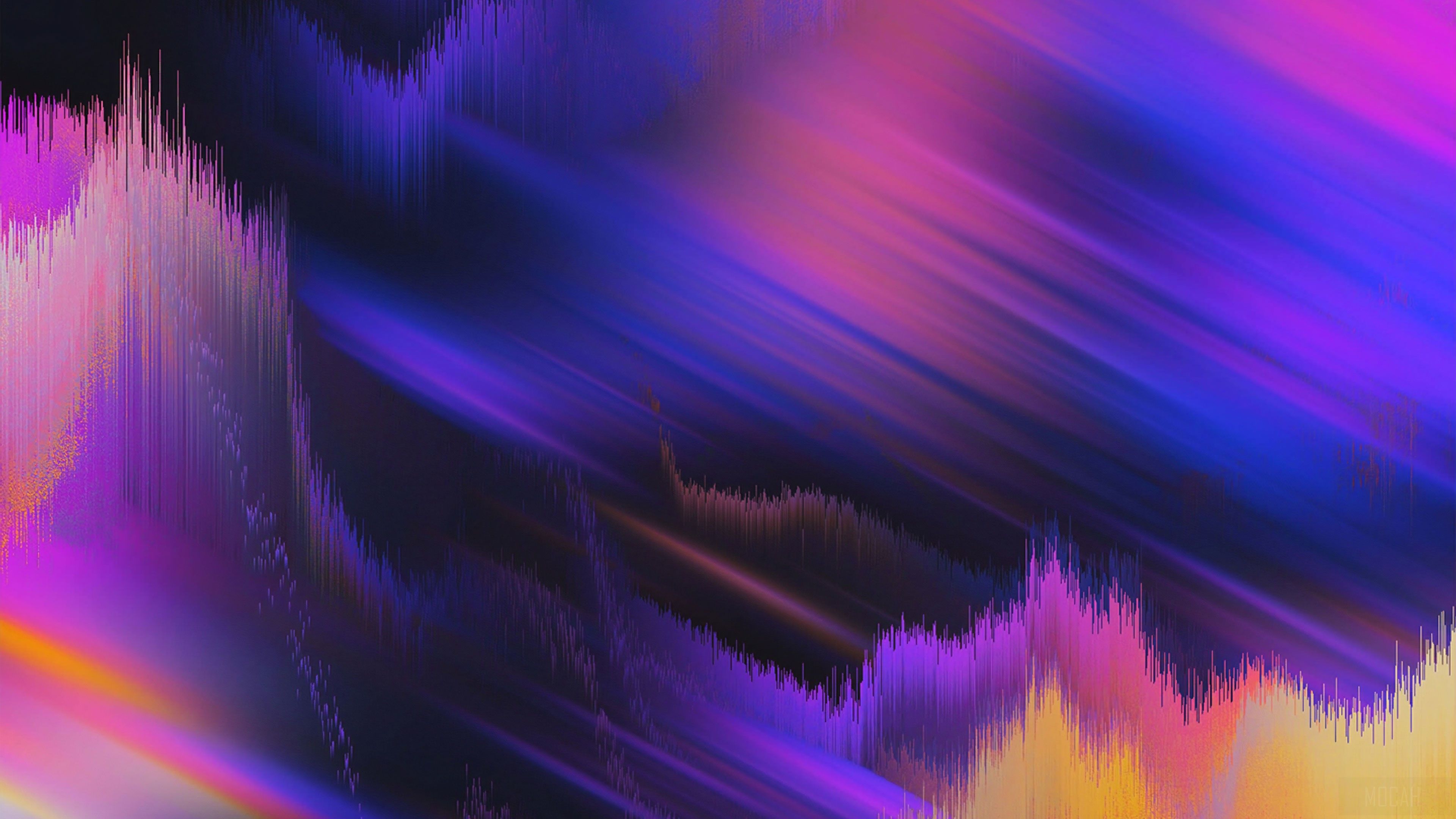 Glitch, Pixelsortierung, Lila, Orange, Abstrakt, 4K 2160p, Desktop-Hintergrundbild