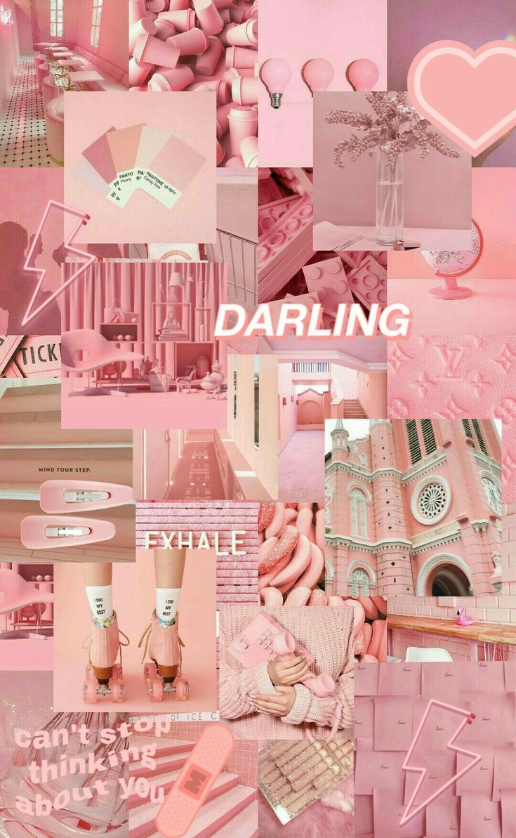 Collage, Darling, Ästhetik, Herz, Pastellrosa, HD, Hintergrundbild fürs Handy