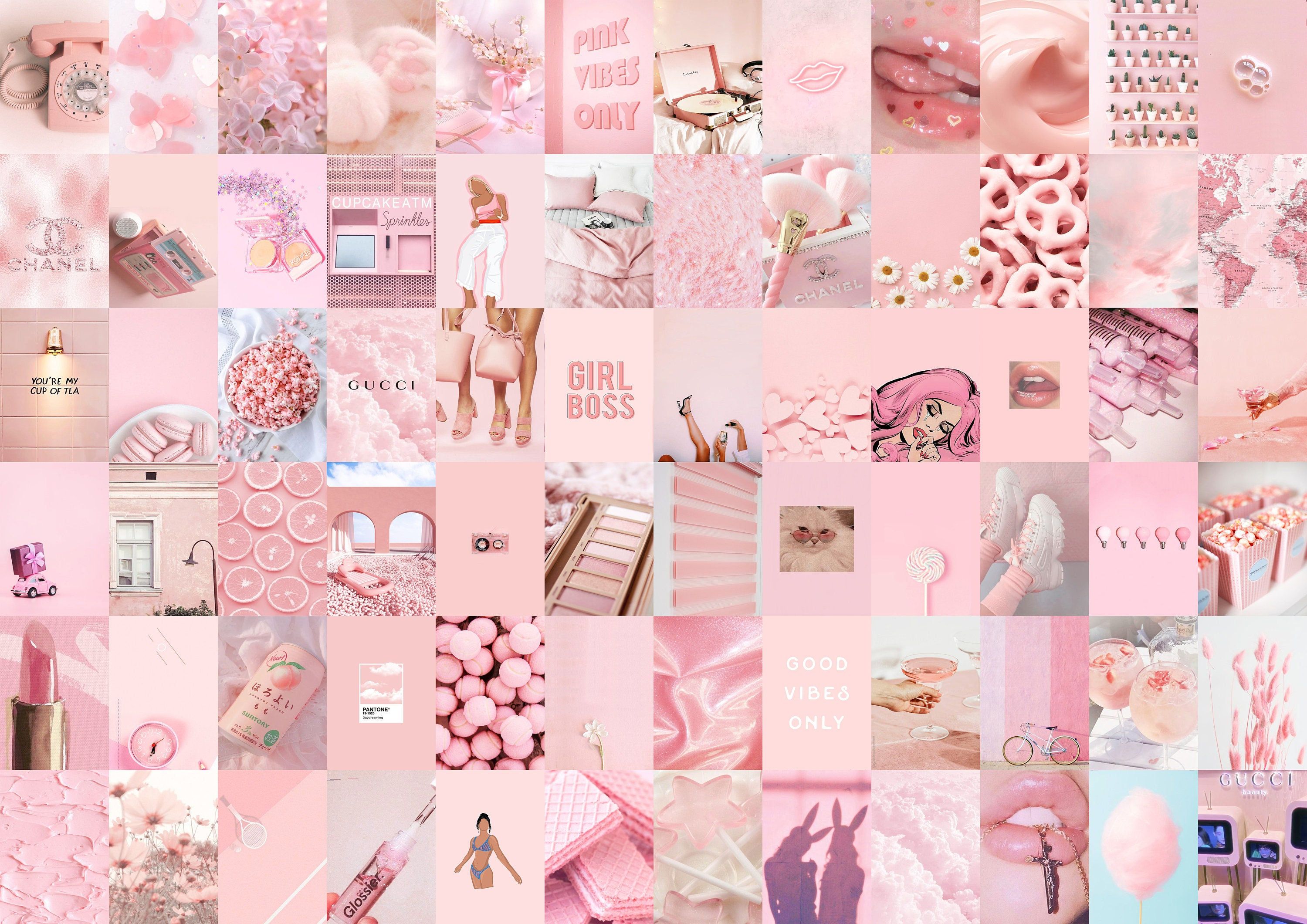 Collage, Girl Boss, Lippenstift, Ästhetik, Bilderwand, 2K, Hintergrundbild für den PC