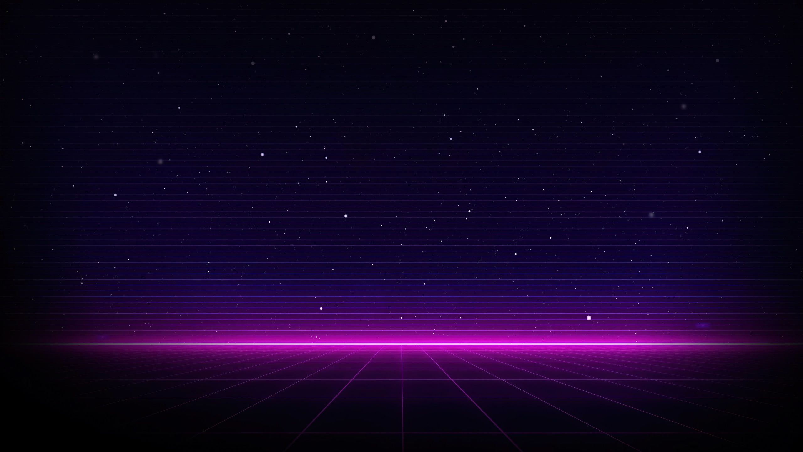 Horizont, Raster, Synthwave, Dunkelblau, Minimalistisch, 2K, PC-Hintergrundbild