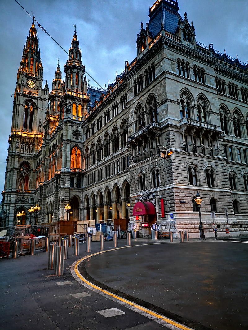 Wiener Rathaus, Wien, Neugotik, Dämmerung, Rathausplatz, HD, iPad-Hintergrundbild